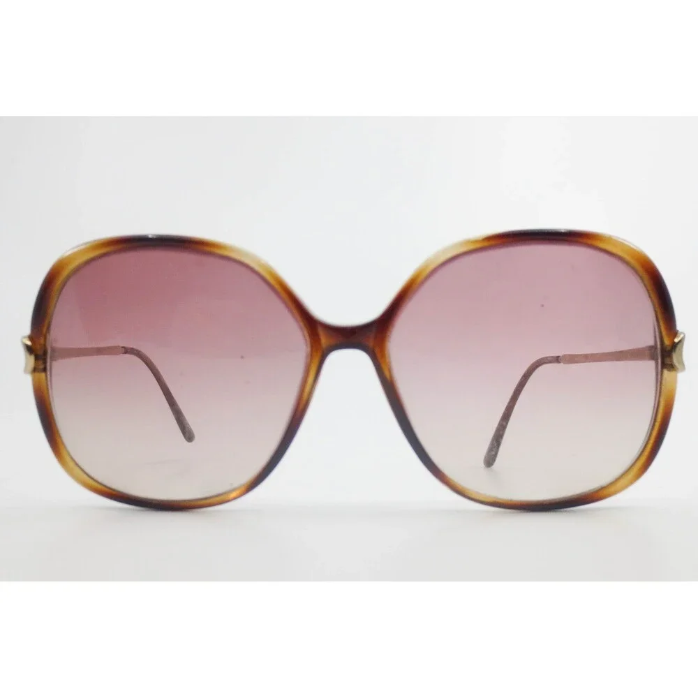 Gucci GG 2309 Oversized Round Tortoise Shell Sunglasses Gold Logo Italy 135